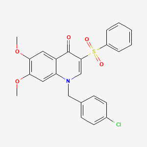 molecular formula C24H20ClNO5S B2608135 1-(4-chlorobenzyl)-6,7-dimethoxy-3-(phenylsulfonyl)quinolin-4(1H)-one CAS No. 866726-01-4