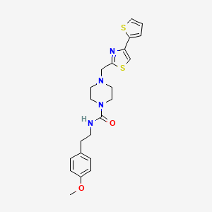 molecular formula C22H26N4O2S2 B2608136 N-(4-methoxyphenethyl)-4-((4-(thiophen-2-yl)thiazol-2-yl)methyl)piperazine-1-carboxamide CAS No. 1105238-43-4