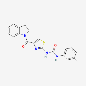 molecular formula C20H18N4O2S B2608137 1-(4-(Indoline-1-carbonyl)thiazol-2-yl)-3-(m-tolyl)urea CAS No. 955661-45-7