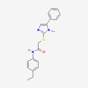 molecular formula C20H21N3OS B2608176 N-(4-ethylphenyl)-2-[(1-methyl-5-phenyl-1H-imidazol-2-yl)sulfanyl]acetamide CAS No. 932459-74-0