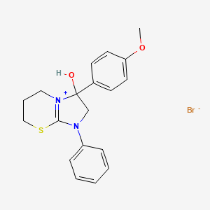 3-hydroxy-3-(4-methoxyphenyl)-1-phenyl-3,5,6,7-tetrahydro-2H-imidazo[2,1-b][1,3]thiazin-1-ium bromide