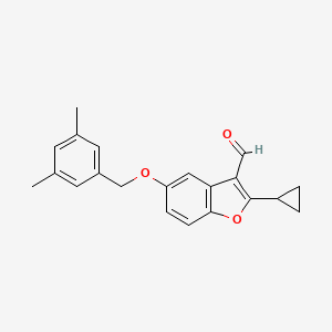 molecular formula C21H20O3 B2608194 2-Cyclopropyl-5-[(3,5-dimethylbenzyl)oxy]-1-benzofuran-3-carbaldehyde CAS No. 1210670-18-0