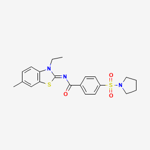 (E)-N-(3-ethyl-6-methylbenzo[d]thiazol-2(3H)-ylidene)-4-(pyrrolidin-1-ylsulfonyl)benzamide