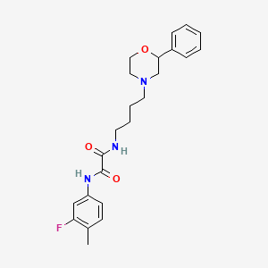 molecular formula C23H28FN3O3 B2608215 N1-(3-fluoro-4-methylphenyl)-N2-(4-(2-phenylmorpholino)butyl)oxalamide CAS No. 954085-62-2