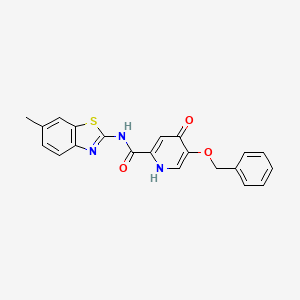 molecular formula C21H17N3O3S B2608232 5-(benzyloxy)-N-(6-methylbenzo[d]thiazol-2-yl)-4-oxo-1,4-dihydropyridine-2-carboxamide CAS No. 1021261-41-5