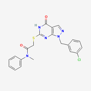 molecular formula C21H18ClN5O2S B2608237 2-((1-(3-chlorobenzyl)-4-oxo-4,5-dihydro-1H-pyrazolo[3,4-d]pyrimidin-6-yl)thio)-N-methyl-N-phenylacetamide CAS No. 1207058-91-0