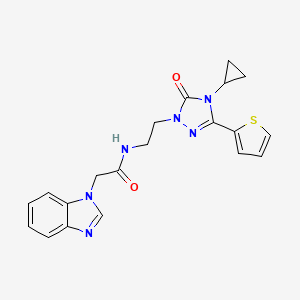 2-(1H-benzo[d]imidazol-1-yl)-N-(2-(4-cyclopropyl-5-oxo-3-(thiophen-2-yl)-4,5-dihydro-1H-1,2,4-triazol-1-yl)ethyl)acetamide