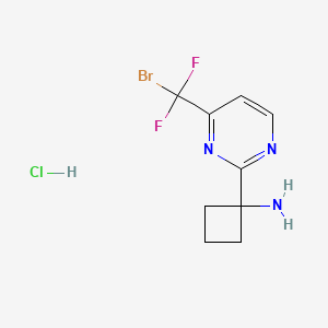 molecular formula C9H11BrClF2N3 B2608259 1-[4-[Bromo(difluoro)methyl]pyrimidin-2-yl]cyclobutan-1-amine;hydrochloride CAS No. 2344681-55-4
