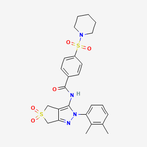 molecular formula C25H28N4O5S2 B2608265 N-(2-(2,3-dimethylphenyl)-5,5-dioxido-4,6-dihydro-2H-thieno[3,4-c]pyrazol-3-yl)-4-(piperidin-1-ylsulfonyl)benzamide CAS No. 450339-22-7