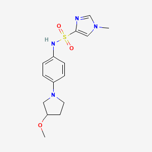 molecular formula C15H20N4O3S B2608269 N-(4-(3-methoxypyrrolidin-1-yl)phenyl)-1-methyl-1H-imidazole-4-sulfonamide CAS No. 1797641-57-6