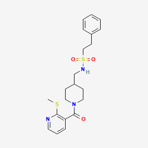 N-((1-(2-(methylthio)nicotinoyl)piperidin-4-yl)methyl)-2-phenylethanesulfonamide