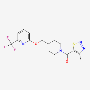 molecular formula C16H17F3N4O2S B2608275 2-{[1-(4-Methyl-1,2,3-thiadiazole-5-carbonyl)piperidin-4-yl]methoxy}-6-(trifluoromethyl)pyridine CAS No. 2199389-66-5