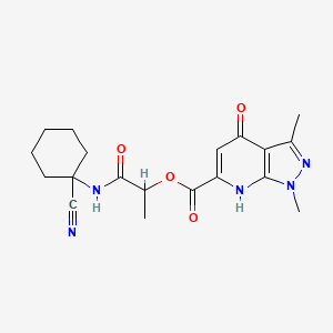 molecular formula C19H23N5O4 B2608276 1-[(1-cyanocyclohexyl)carbamoyl]ethyl 1,3-dimethyl-4-oxo-1H,4H,7H-pyrazolo[3,4-b]pyridine-6-carboxylate CAS No. 1384587-16-9