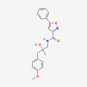 molecular formula C21H22N2O4 B2608277 N-[2-hydroxy-3-(4-methoxyphenyl)-2-methylpropyl]-5-phenyl-1,2-oxazole-3-carboxamide CAS No. 1396845-81-0