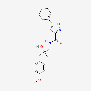 molecular formula C21H22N2O4 B2608277 N-(2-hydroxy-3-(4-methoxyphenyl)-2-methylpropyl)-5-phenylisoxazole-3-carboxamide CAS No. 1396845-81-0