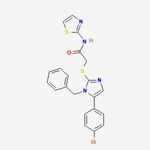 2-((1-benzyl-5-(4-bromophenyl)-1H-imidazol-2-yl)thio)-N-(thiazol-2-yl)acetamide