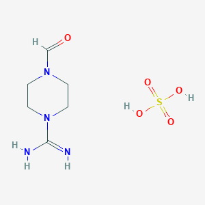 molecular formula C6H14N4O5S B2608317 4-Formylpiperazine-1-carboximidamide sulfate CAS No. 1417567-69-1; 77723-10-5