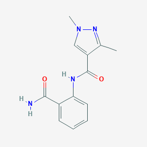 molecular formula C13H14N4O2 B260833 N~4~-[2-(AMINOCARBONYL)PHENYL]-1,3-DIMETHYL-1H-PYRAZOLE-4-CARBOXAMIDE 