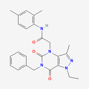 molecular formula C25H27N5O3 B2608340 2-(6-benzyl-1-ethyl-3-methyl-5,7-dioxo-1,5,6,7-tetrahydro-4H-pyrazolo[4,3-d]pyrimidin-4-yl)-N-(2,4-dimethylphenyl)acetamide CAS No. 1358627-49-2