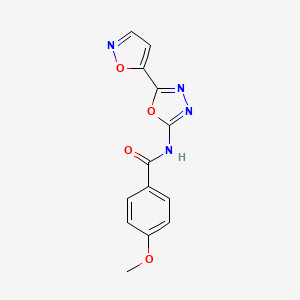 molecular formula C13H10N4O4 B2608348 N-(5-(isoxazol-5-yl)-1,3,4-oxadiazol-2-yl)-4-methoxybenzamide CAS No. 946362-21-6