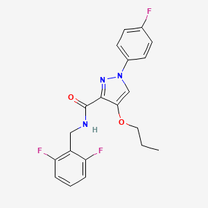 molecular formula C20H18F3N3O2 B2608351 N-[(2,6-difluorophenyl)methyl]-1-(4-fluorophenyl)-4-propoxy-1H-pyrazole-3-carboxamide CAS No. 1211126-69-0