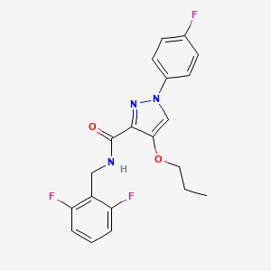 molecular formula C20H18F3N3O2 B2608351 N-(2,6-difluorobenzyl)-1-(4-fluorophenyl)-4-propoxy-1H-pyrazole-3-carboxamide CAS No. 1211126-69-0