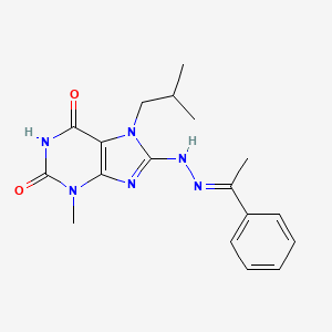 (E)-7-isobutyl-3-methyl-8-(2-(1-phenylethylidene)hydrazinyl)-1H-purine-2,6(3H,7H)-dione