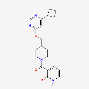 molecular formula C20H24N4O3 B2608359 3-[4-[(6-Cyclobutylpyrimidin-4-yl)oxymethyl]piperidine-1-carbonyl]-1H-pyridin-2-one CAS No. 2380057-37-2