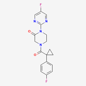 4-[1-(4-Fluorophenyl)cyclopropanecarbonyl]-1-(5-fluoropyrimidin-2-yl)piperazin-2-one