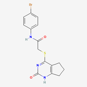 molecular formula C15H14BrN3O2S B2608374 N-(4-bromophenyl)-2-[(2-oxo-1,5,6,7-tetrahydrocyclopenta[d]pyrimidin-4-yl)sulfanyl]acetamide CAS No. 1001612-28-7