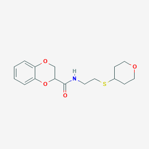 N-(2-((tetrahydro-2H-pyran-4-yl)thio)ethyl)-2,3-dihydrobenzo[b][1,4]dioxine-2-carboxamide