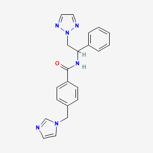 molecular formula C21H20N6O B2608376 4-((1H-imidazol-1-yl)methyl)-N-(1-phenyl-2-(2H-1,2,3-triazol-2-yl)ethyl)benzamide CAS No. 2034253-33-1