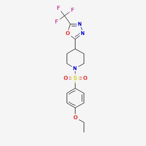 molecular formula C16H18F3N3O4S B2608404 1-(4-ethoxybenzenesulfonyl)-4-[5-(trifluoromethyl)-1,3,4-oxadiazol-2-yl]piperidine CAS No. 1705037-50-8