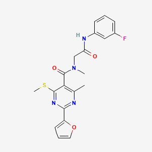 N-(3-fluorophenyl)-2-{1-[2-(furan-2-yl)-4-methyl-6-(methylsulfanyl)pyrimidin-5-yl]-N-methylformamido}acetamide