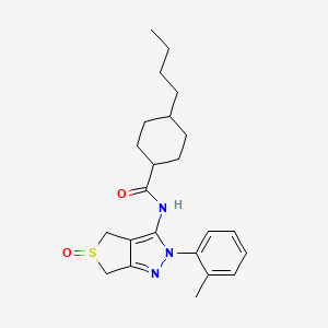 B2608415 4-butyl-N-(5-oxido-2-(o-tolyl)-4,6-dihydro-2H-thieno[3,4-c]pyrazol-3-yl)cyclohexanecarboxamide CAS No. 957624-86-1