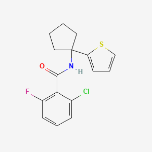 B2608421 2-chloro-6-fluoro-N-(1-(thiophen-2-yl)cyclopentyl)benzamide CAS No. 2034243-99-5