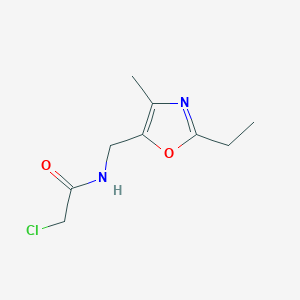 molecular formula C9H13ClN2O2 B2608423 2-Chloro-N-[(2-ethyl-4-methyl-1,3-oxazol-5-yl)methyl]acetamide CAS No. 1871151-70-0