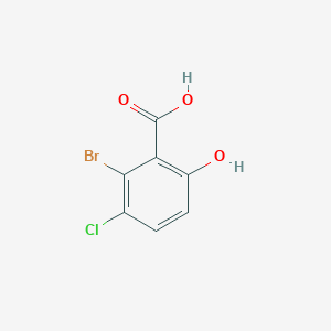 molecular formula C7H4BrClO3 B2608425 2-溴-3-氯-6-羟基苯甲酸 CAS No. 1934463-24-7