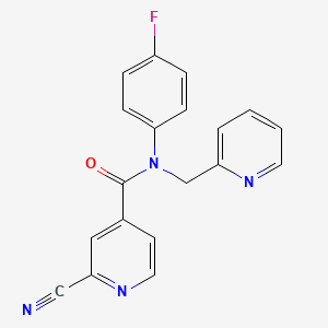 molecular formula C19H13FN4O B2608431 2-Cyano-N-(4-fluorophenyl)-N-(pyridin-2-ylmethyl)pyridine-4-carboxamide CAS No. 1825388-33-7
