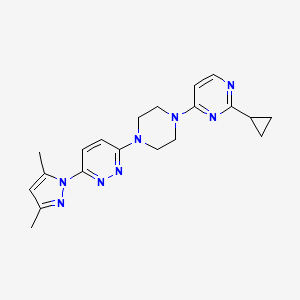 molecular formula C20H24N8 B2608435 2-Cyclopropyl-4-[4-[6-(3,5-dimethylpyrazol-1-yl)pyridazin-3-yl]piperazin-1-yl]pyrimidine CAS No. 2415503-89-6