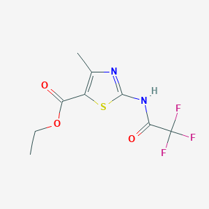 molecular formula C9H9F3N2O3S B2608437 乙酸5-甲基-3-(2,2,2-三氟乙酰氨基)-2,4-噻唑基甲酸酯 CAS No. 302804-92-8