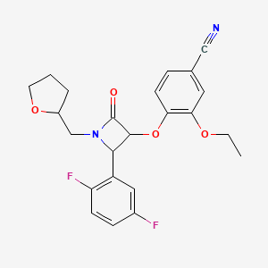molecular formula C23H22F2N2O4 B2608446 4-[2-(2,5-Difluorophenyl)-4-oxo-1-(oxolan-2-ylmethyl)azetidin-3-yl]oxy-3-ethoxybenzonitrile CAS No. 1223015-20-0