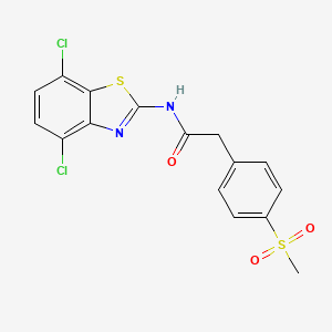 molecular formula C16H12Cl2N2O3S2 B2608491 N-(4,7-dichloro-1,3-benzothiazol-2-yl)-2-(4-methanesulfonylphenyl)acetamide CAS No. 941883-85-8