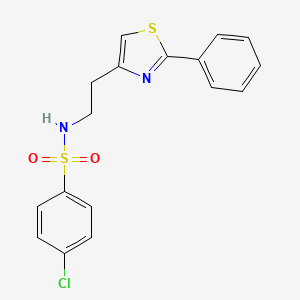 molecular formula C17H15ClN2O2S2 B2608492 4-chloro-N-(2-(2-phenylthiazol-4-yl)ethyl)benzenesulfonamide CAS No. 750615-42-0