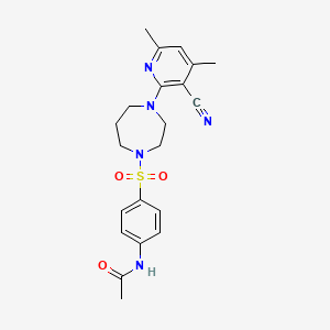 molecular formula C21H25N5O3S B2608505 N-(4-{[4-(3-cyano-4,6-dimethyl-2-pyridinyl)-1,4-diazepan-1-yl]sulfonyl}phenyl)acetamide CAS No. 478256-87-0