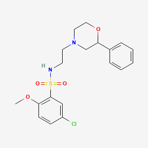 molecular formula C19H23ClN2O4S B2608529 5-chloro-2-methoxy-N-(2-(2-phenylmorpholino)ethyl)benzenesulfonamide CAS No. 953918-21-3