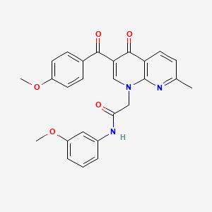 molecular formula C26H23N3O5 B2608534 2-[3-(4-methoxybenzoyl)-7-methyl-4-oxo-1,4-dihydro-1,8-naphthyridin-1-yl]-N-(3-methoxyphenyl)acetamide CAS No. 894910-24-8