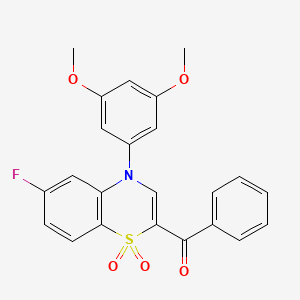 molecular formula C23H18FNO5S B2608556 [4-(3,5-dimethoxyphenyl)-6-fluoro-1,1-dioxido-4H-1,4-benzothiazin-2-yl](phenyl)methanone CAS No. 1114852-76-4