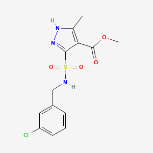 molecular formula C13H14ClN3O4S B2608558 methyl 5-(N-(3-chlorobenzyl)sulfamoyl)-3-methyl-1H-pyrazole-4-carboxylate CAS No. 1322787-27-8