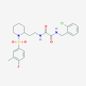 molecular formula C23H27ClFN3O4S B2608560 N'-[(2-chlorophenyl)methyl]-N-{2-[1-(4-fluoro-3-methylbenzenesulfonyl)piperidin-2-yl]ethyl}ethanediamide CAS No. 898426-37-4